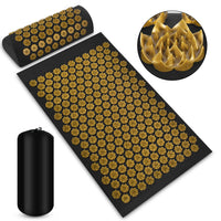 Acupressure Mat and Pillow Set - Black Gold colour
