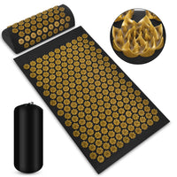 Acupressure Mat and Pillow Set - Black Gold colour