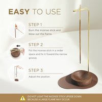 Natural wood and gold incense holder - minimalist home decor