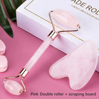 Complete face massage set with roller and gua sha scraper