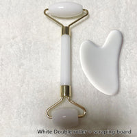 Rose quartz roller set with dual massage heads