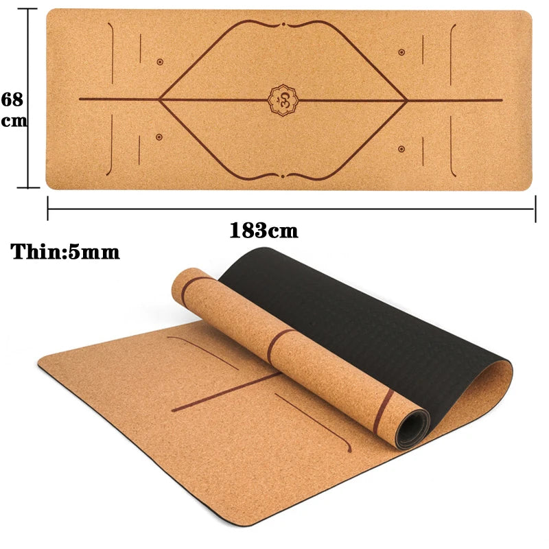 Cork yoga mat rolled up for easy transport