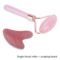 Green jade face roller and gua sha set for skincare routine