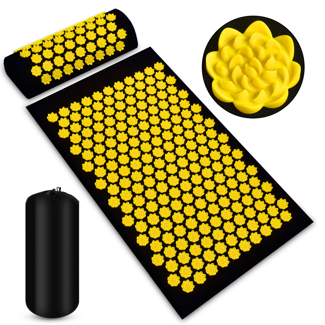 ZenRoot Acupressure Mat and Pillow Set - Black Gold