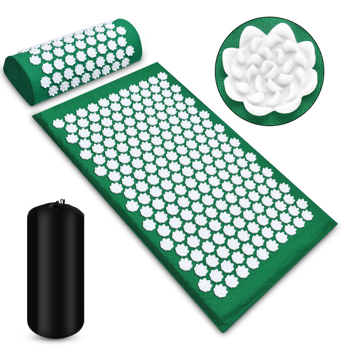 ZenRoot Acupressure Mat and Pillow Set - Green
