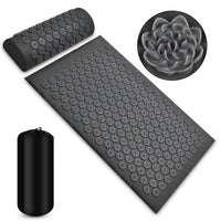ZenRoot Acupressure Mat and Pillow Set - Dark Grey complete kit with carry bag